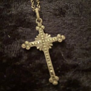 18” sterling silver chain with a Marcasite cross